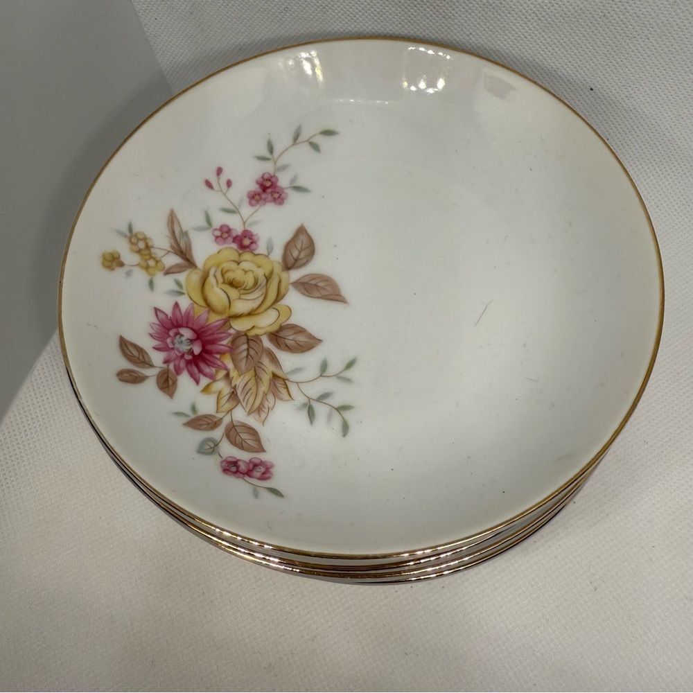 Vintage Norleans China plates Felice floral pattern set of 6 cottage shabby
